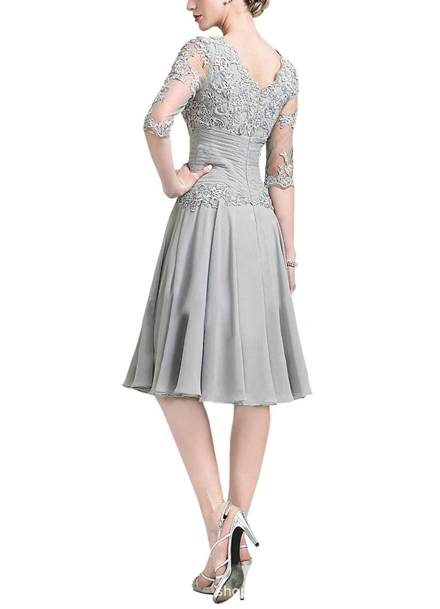 Tea Length Floral Lace Mother of The Bride Dress with Half Sleeves Cus ...