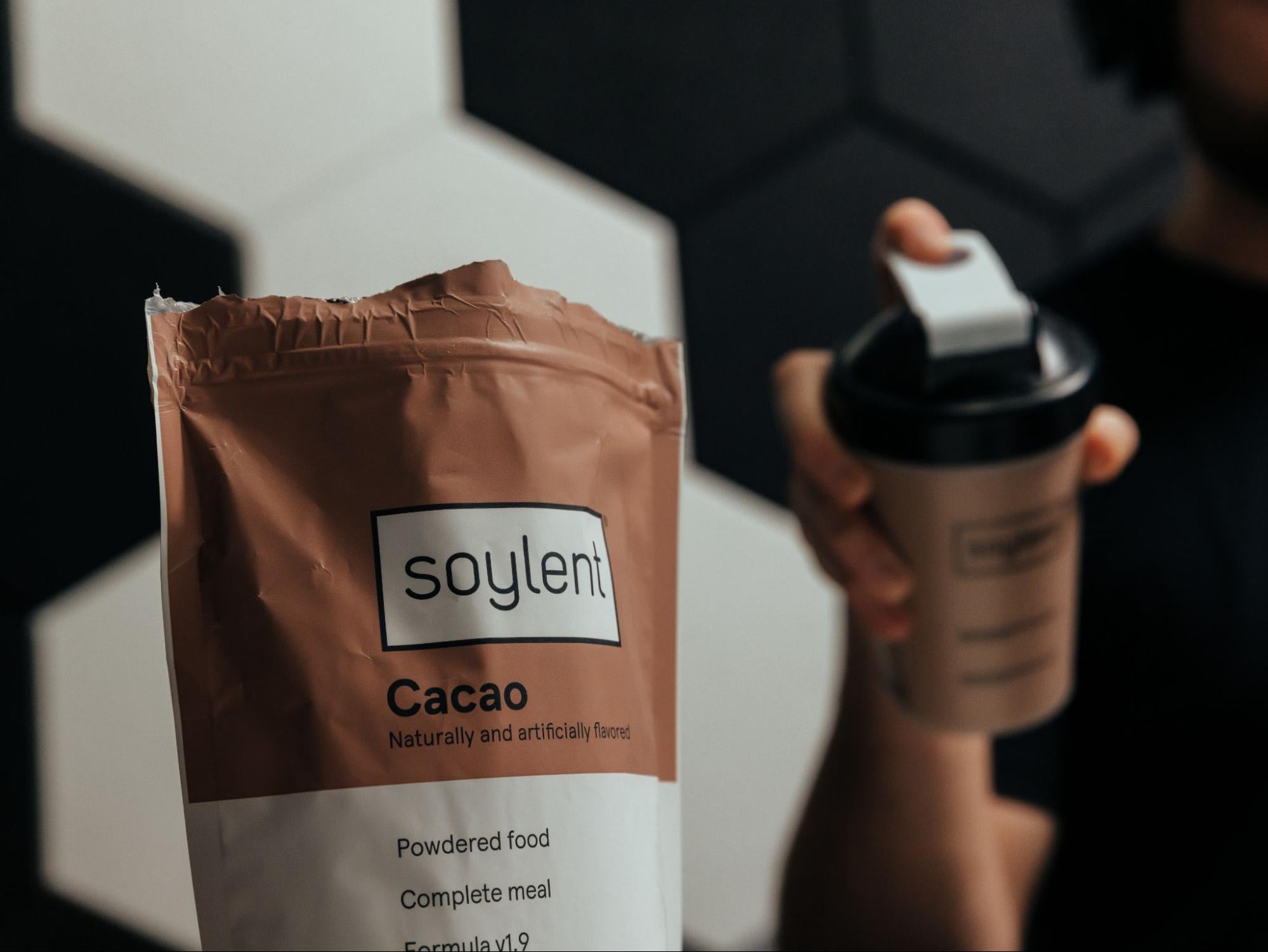 Cacao Soylent Powder Bag with Bottle