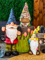 Yard decor with gnomes and welcome signs