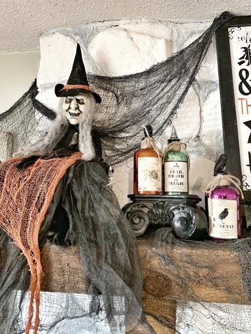 Halloween home accents, witch, scary home, haunted home décor 