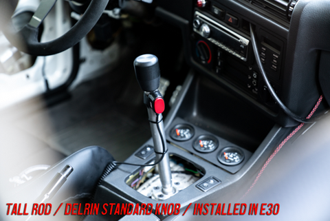 e30 solid chassis mount shifter installed tall rod delrin standard shift knob bmw garagistic