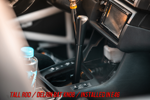 e46 solid chassis mount shifter installed tall ano rod delrin bat shift knob bmw garagistic