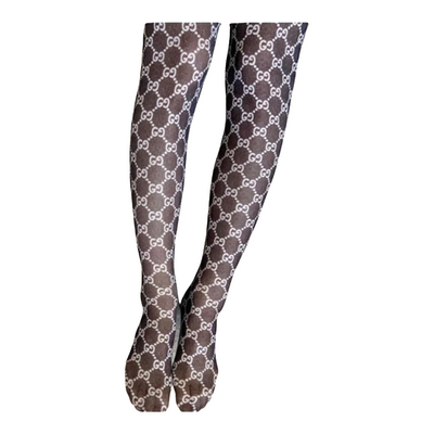 GG Inspired Print Tights- Brown and Tan – Dropashoe