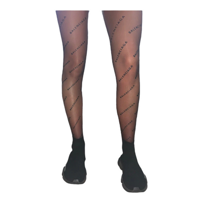 Balenci Inspired Velvet Logo Tights- Black – Dropashoe