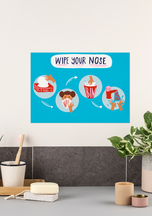 school posters wipe your nose print play learn
