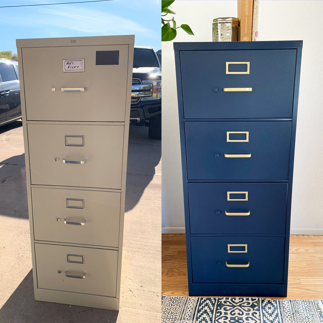 Navy Filing Cabinet Before and After