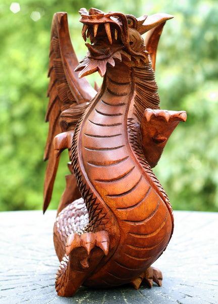 Wooden Dragon Handmade Sculpture Statue Handcrafted Gift Art Decorativ ...