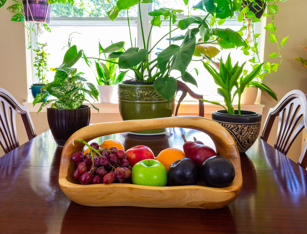 16 Wooden Handmade Fruit Decorative Bowl Centerpiece Hand Carved Deco