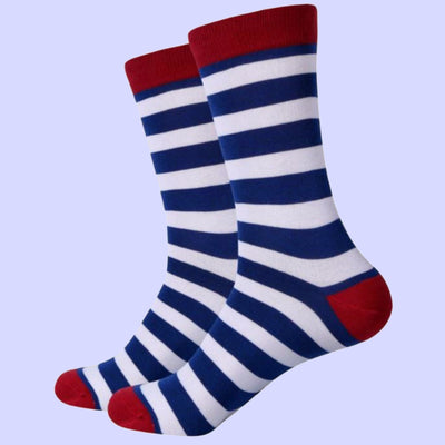 Bassin and Brown Hooped Stripe and Heel and Toe Socks Navy/White