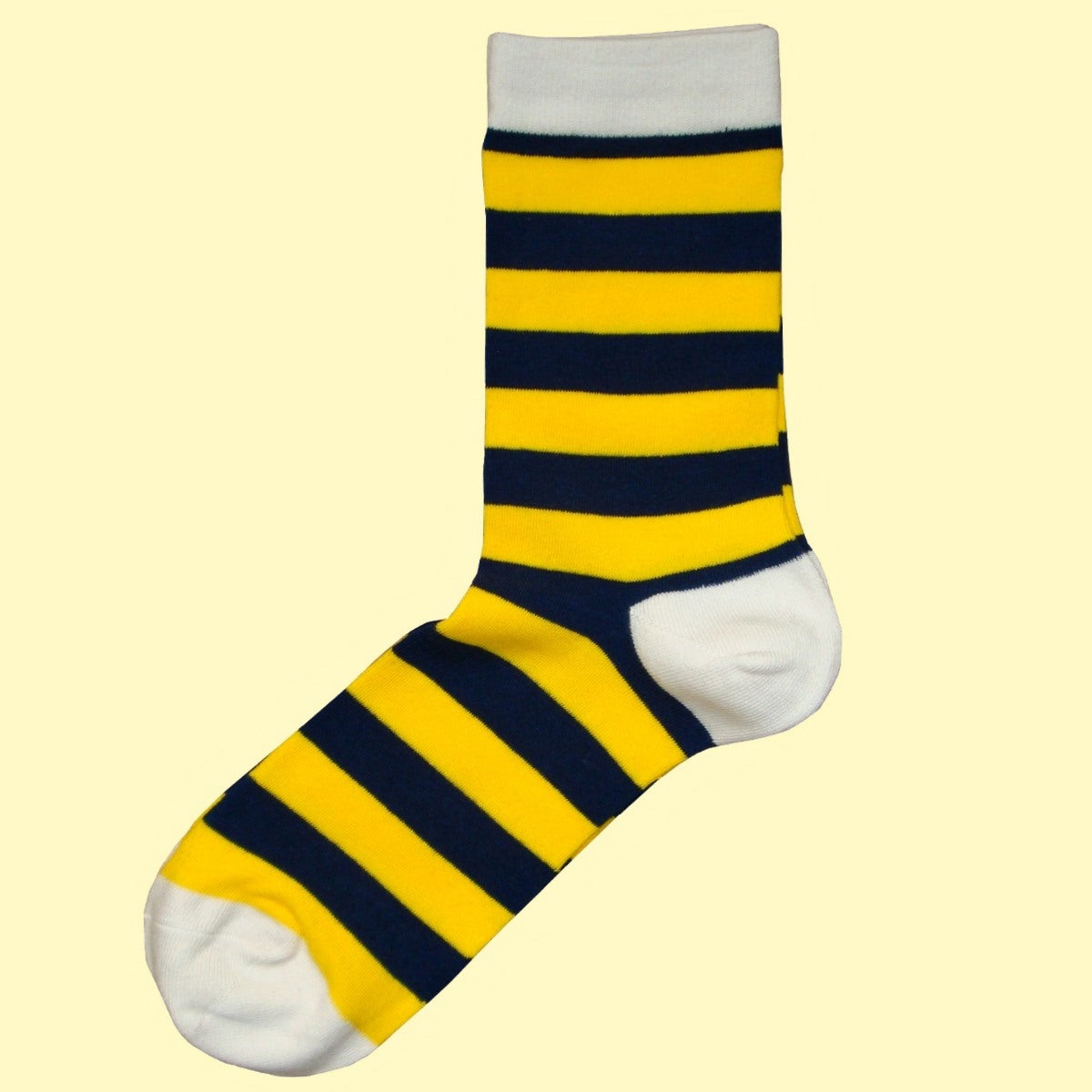 Hooped Striped Socks|Yellow|Navy|White|Cotton|Bassin and Brown – Bassin ...