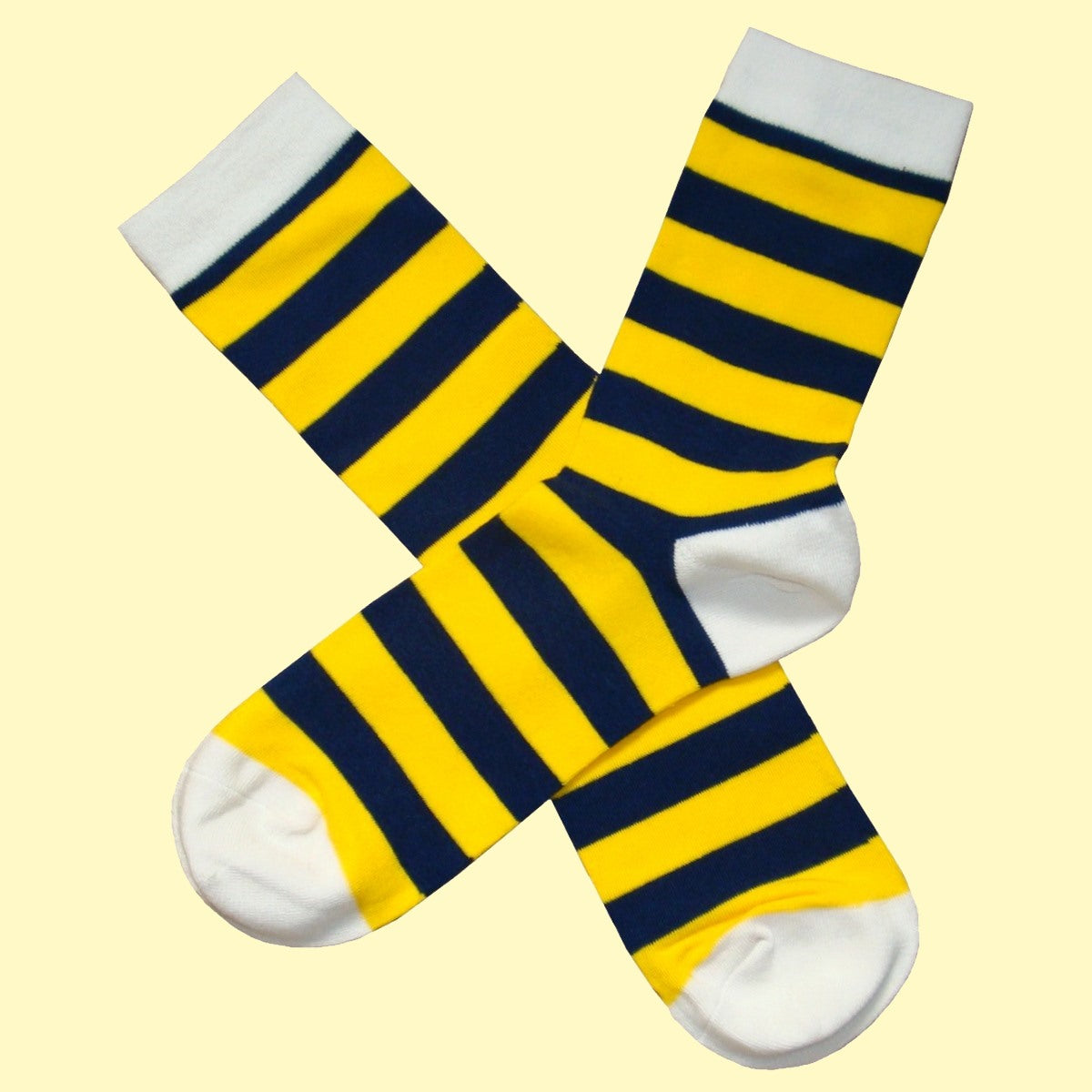 Hooped Striped Socks|Yellow|Navy|White|Cotton|Bassin and Brown – Bassin ...