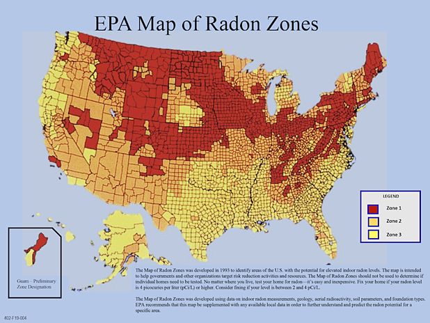 Map on Radon Gas Zones