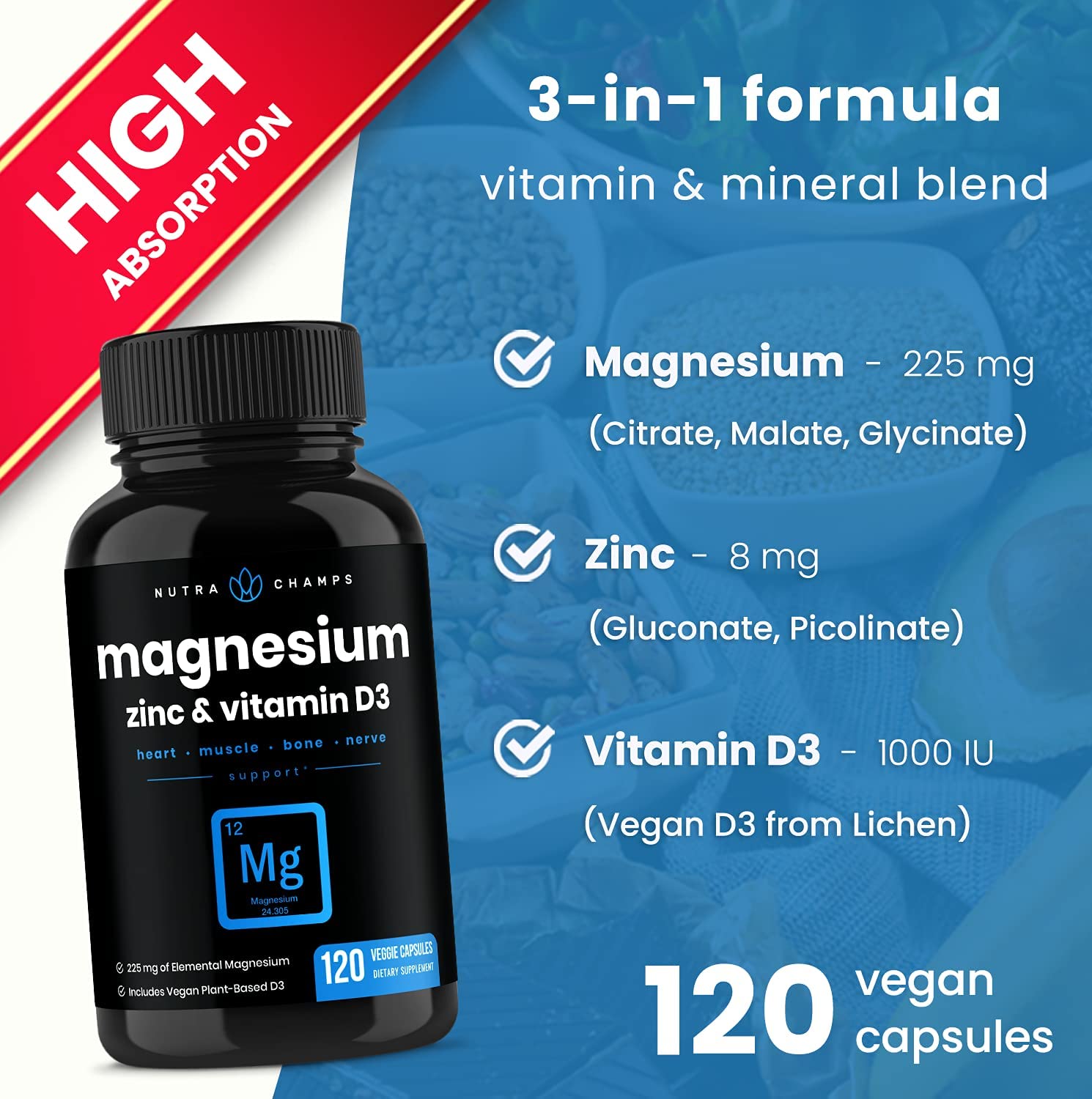 Magnesium Zinc And Vitamin D3 Nutrachamps 8226