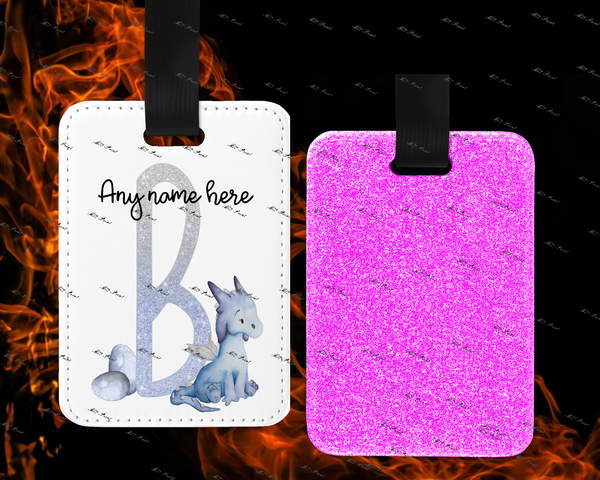 Dragon Initial Letter Luggage Tags - Silver Reverse 29