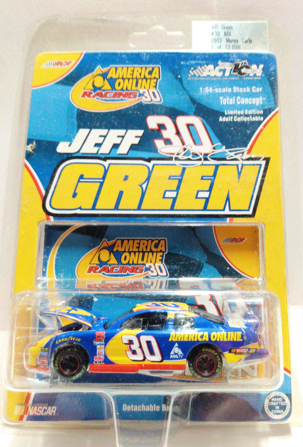 Action Racing 2002 Jeff Green AOL Monte Carlo NASCAR Racing Car