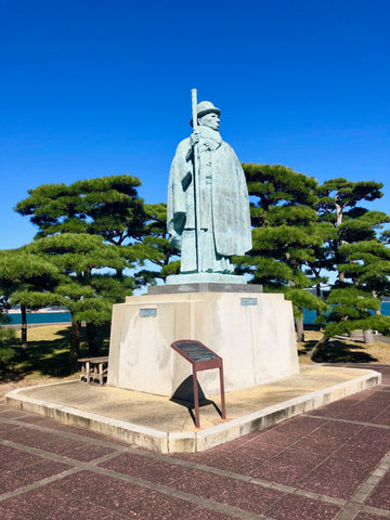Mikimoto Statue on Pearl Island Japan