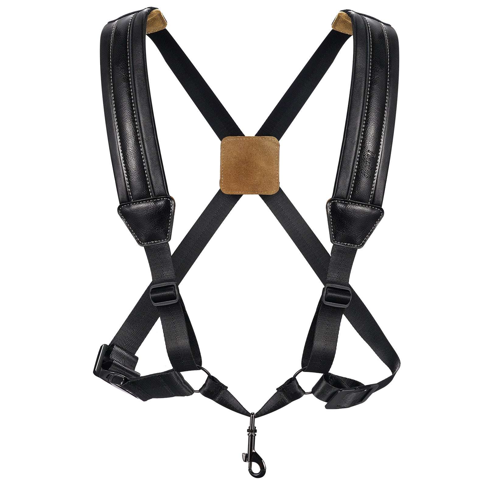 POGOLAB Saxophone Harness Double Shoulder Adjustable Soft Leather Strap