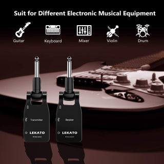 LEKATO UHF A8 Wireless Guitar System Bass Transmitter Receiver 50M