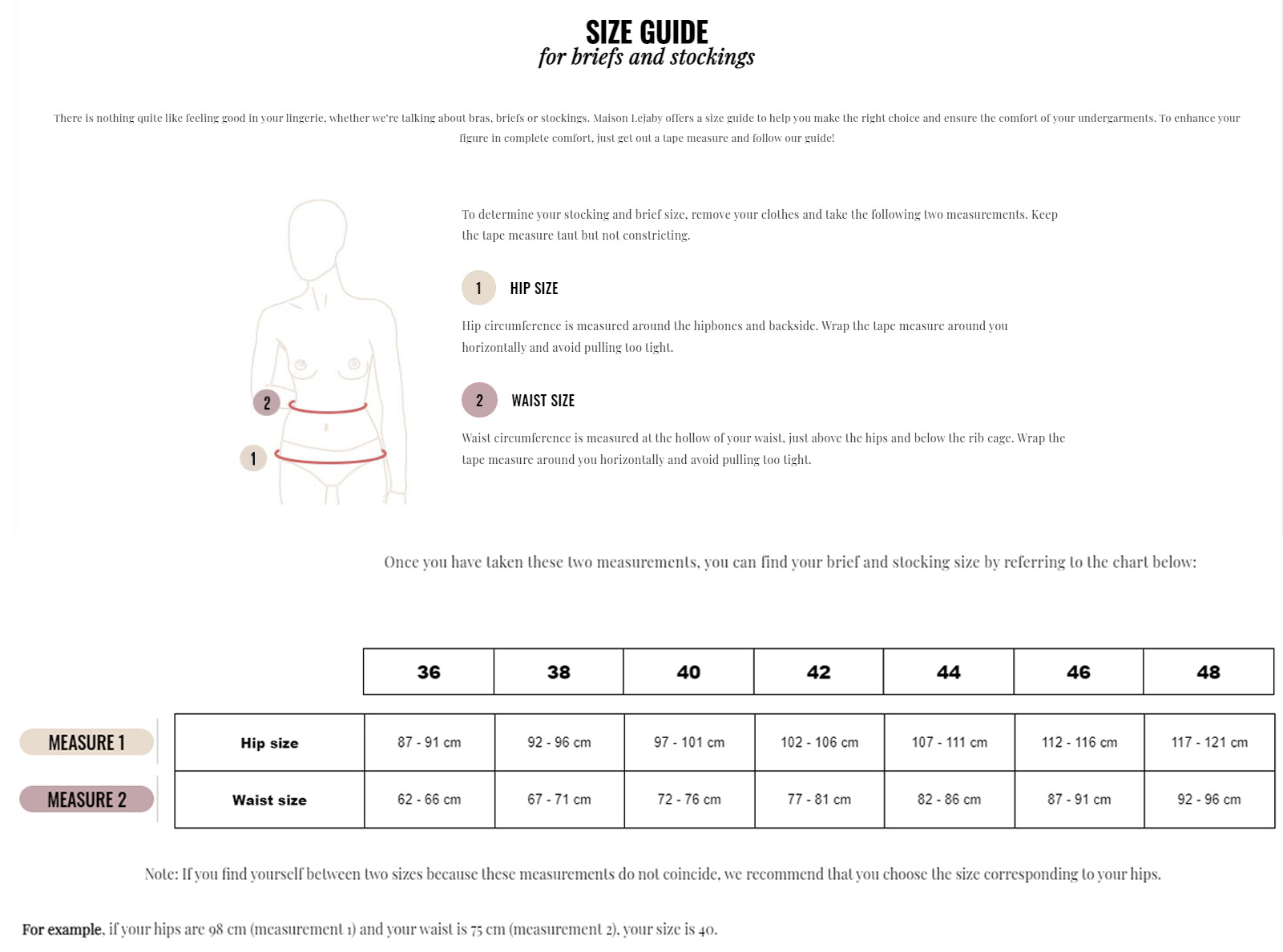 Maison Lejaby Size Guide