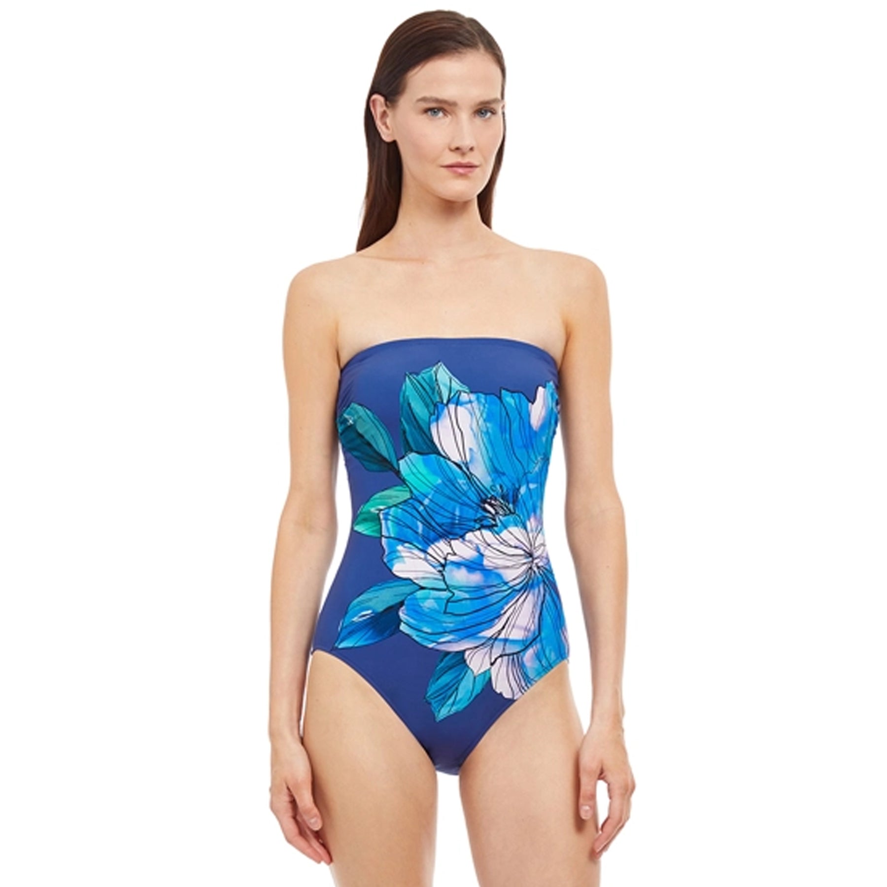 SALE* Mastectomy Swimwear 'Macau Lace Up Back One Piece' Marlin Blue –