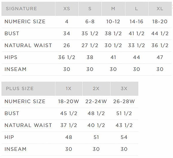 Carole Hochman Size Guide