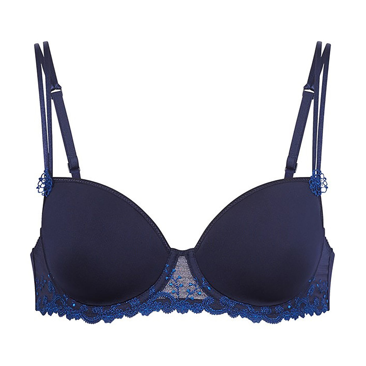 Aubade Underwire bra AMOUR PRÉCIEUX with glitter thread and decorative gems  in black/ dark blue