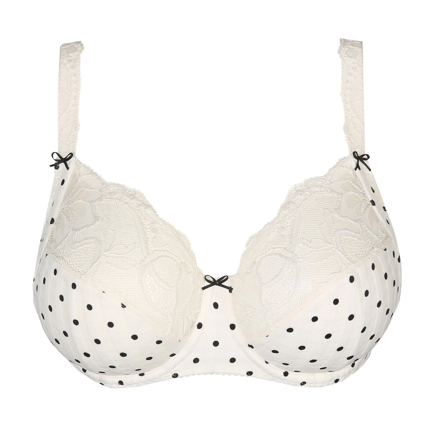 Dotted Underwire Padded Plunge Bra with Embroidery - Déesse Collection