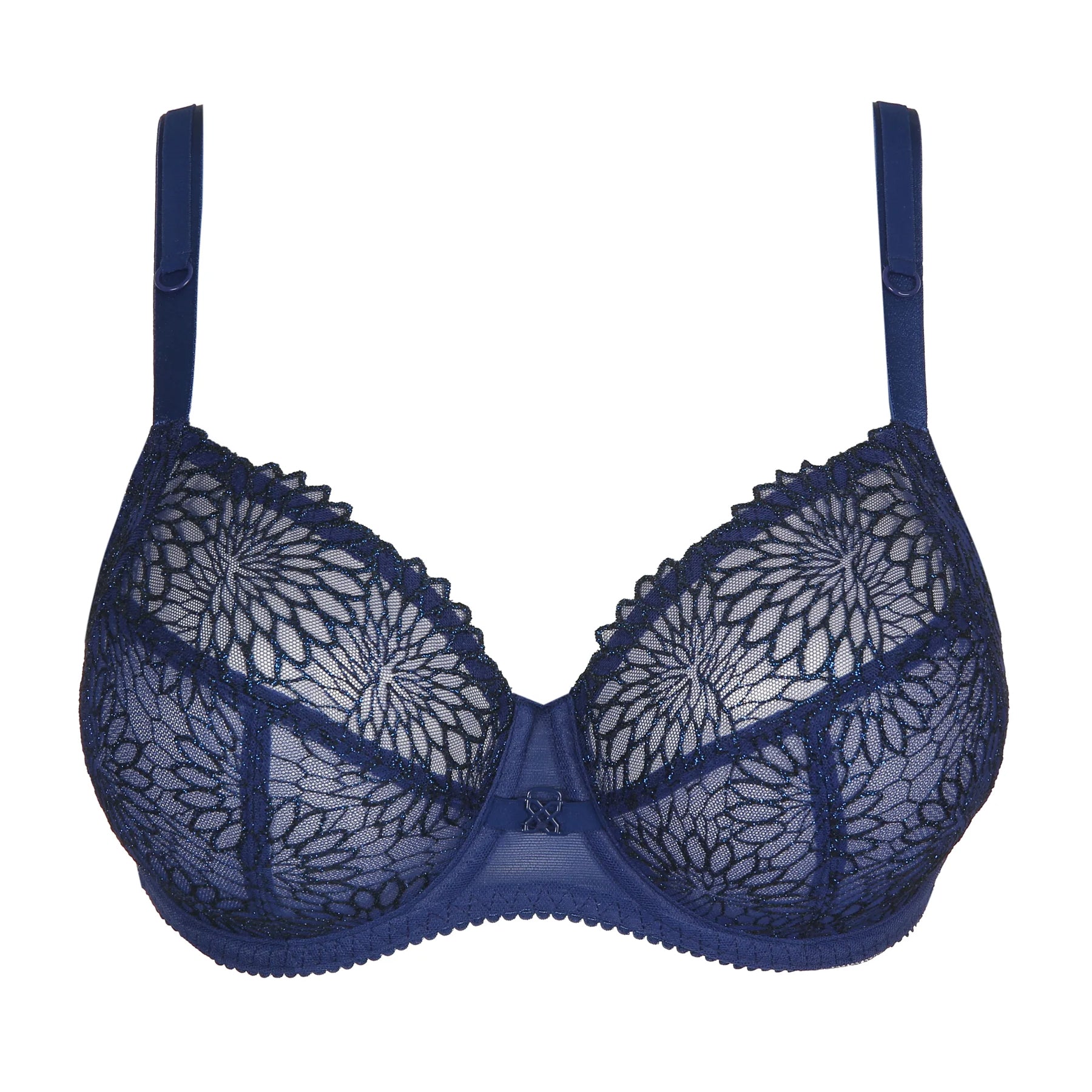 PEARL CUT OUT SCOOP BRA IN DIAMOND COMPRESSION - NAVY BLAZER
