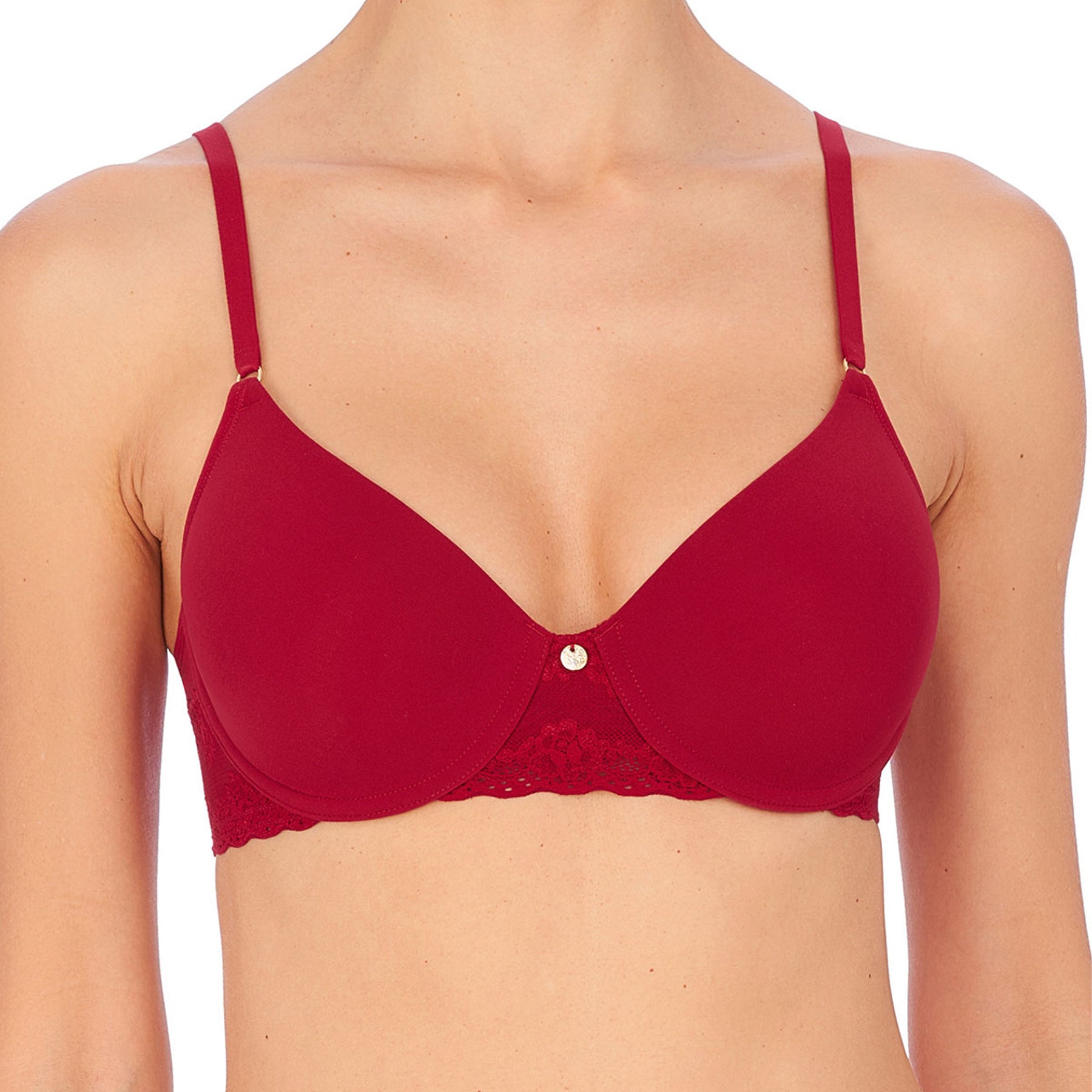 Natori Bliss Perfection Contour Soft Cup Wire free bra 723154 Red US 32DD