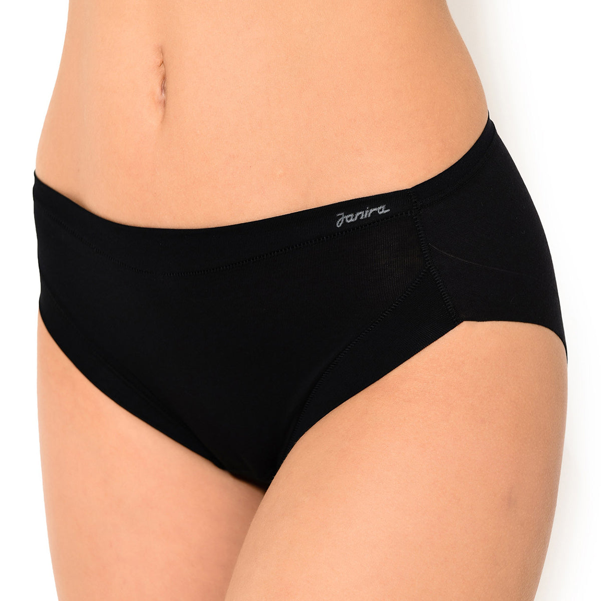 Women's Organic Cotton Offset Logo Bikini Briefs in Black/lolly