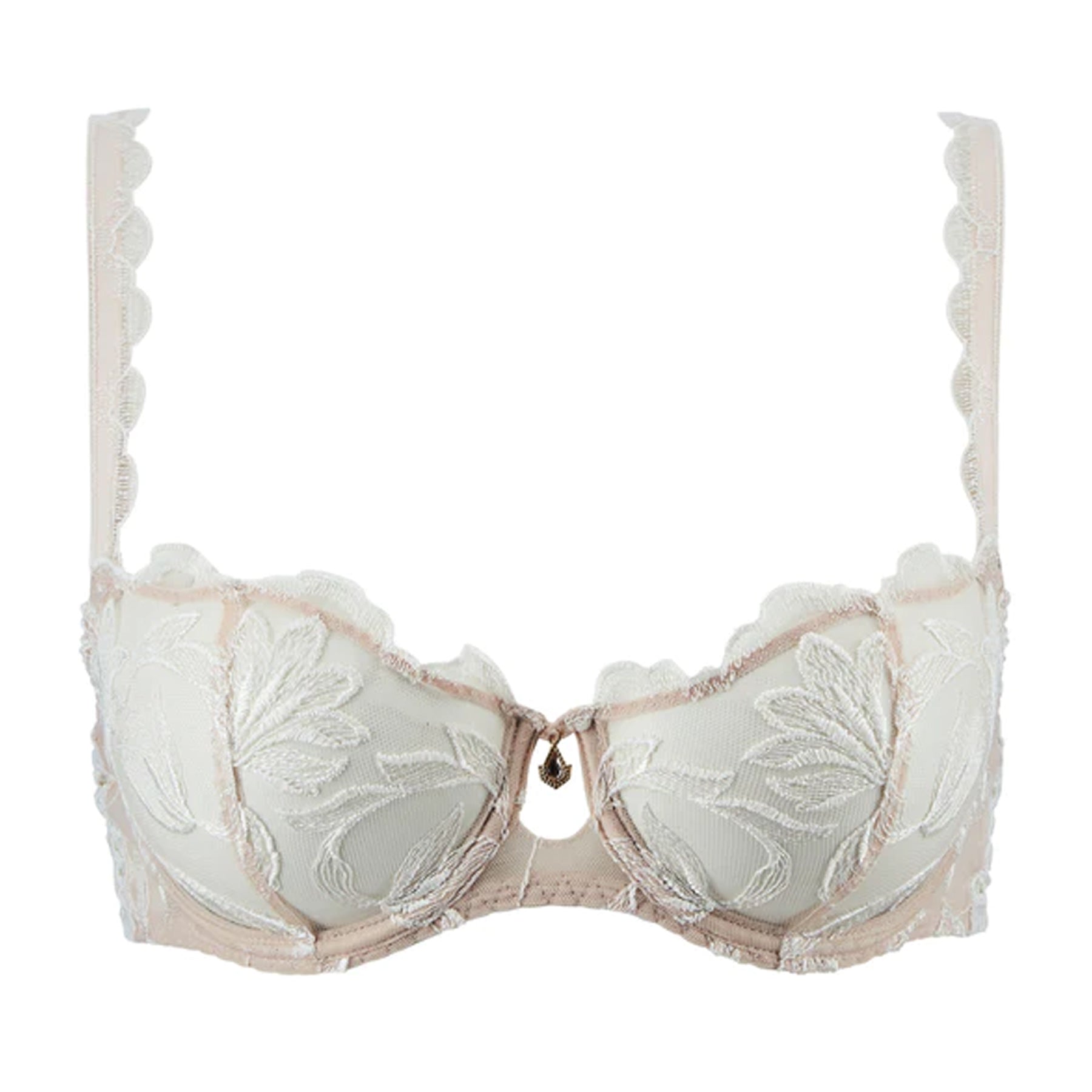 demi-cup bra in lace and pearl - off-white - Undiz