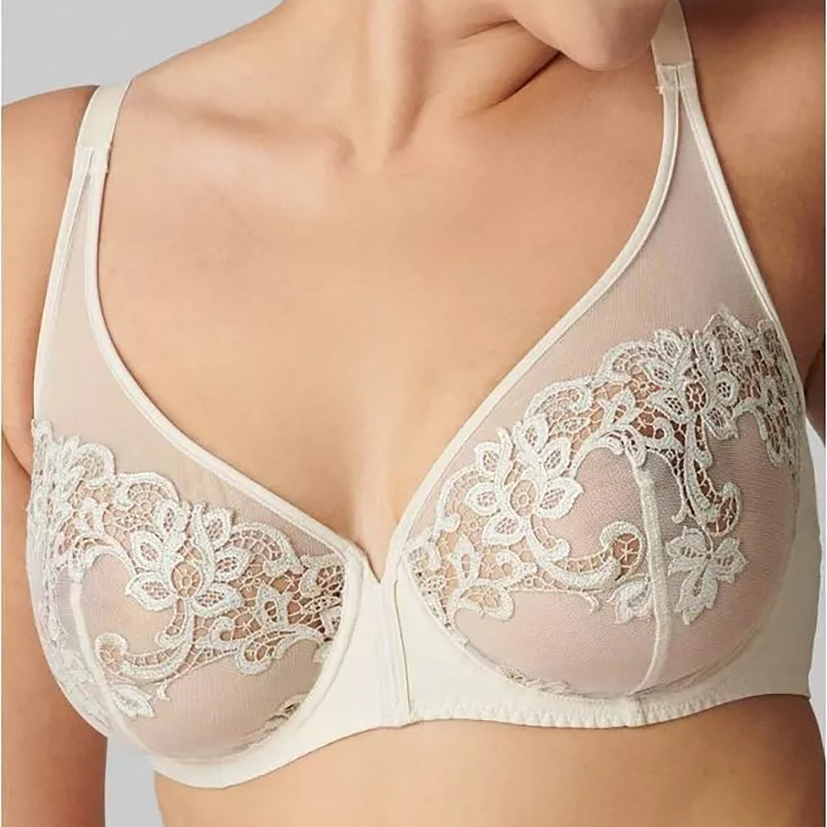 Womens Simone Perele white Saga Full Cup Plunge Bra