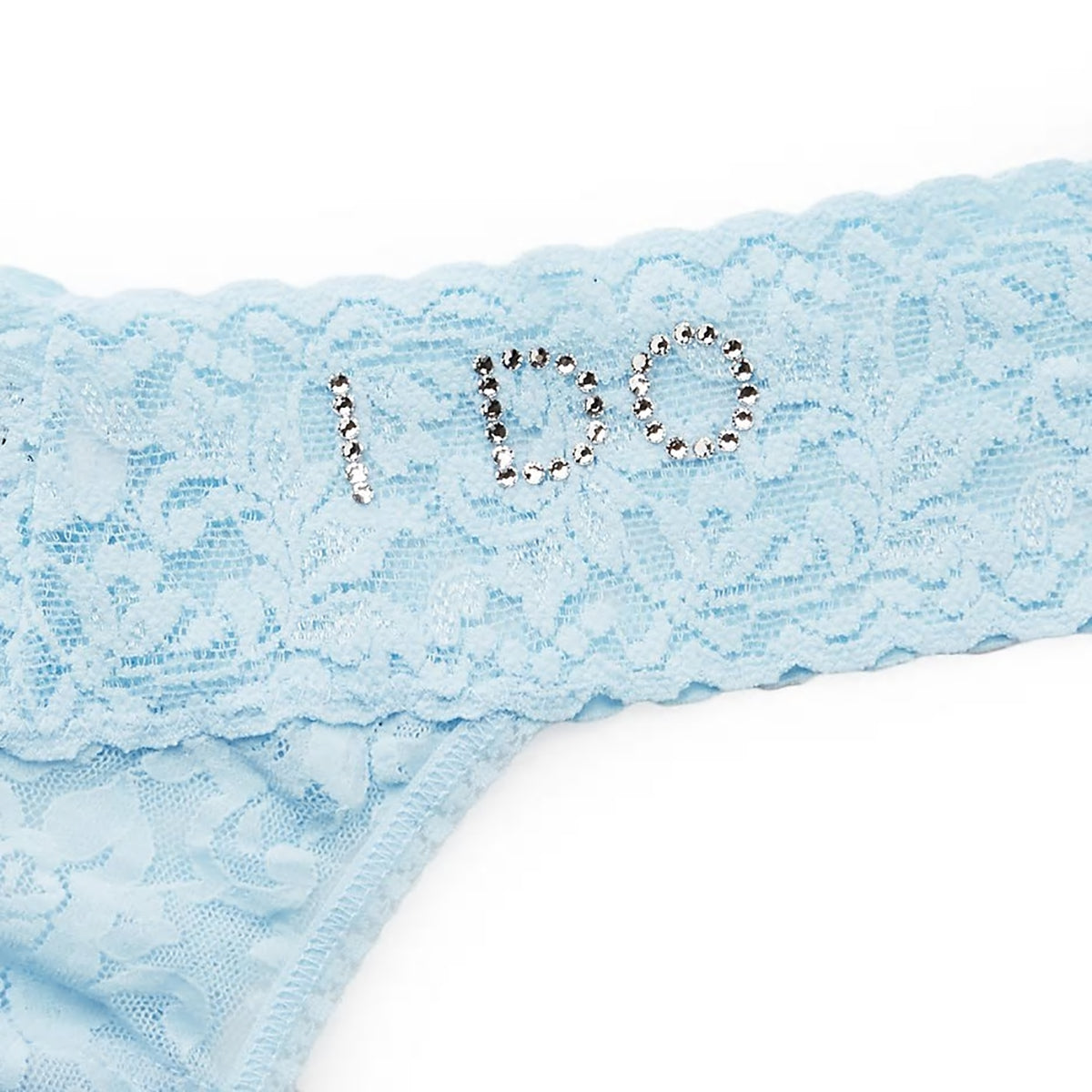 Mrs. Low Rise Thong in White-Blue Crystals