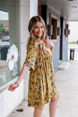 Floral V-neck Mini Dress