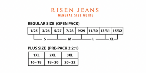Risen Jeans Size Chart