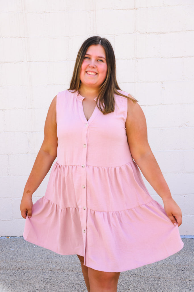 Sweet Caroline Shift Dress- Beige Stripe