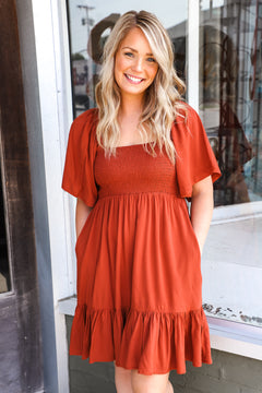 Stay Longer Rust Dress