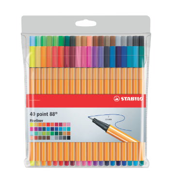 Plumon Stabilo Fine Pen Point88 Estuche x 40 (Incluye Colores Pasteles —  Comercial Li