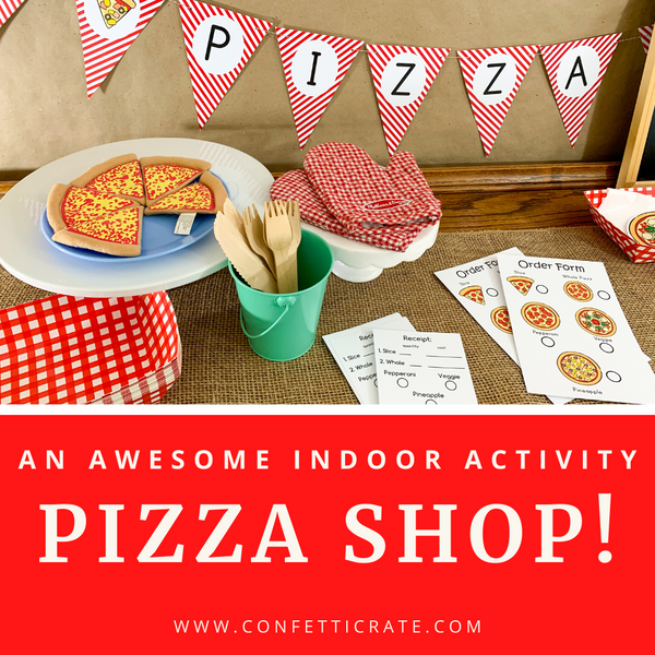 These pizza shop dramatic play printables will create the perfect indoor activities for your kids. They could play pizza shop while you work from home or on a rainy day.