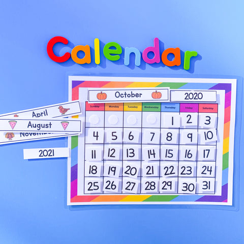 Morning calendar printables to put into a space saving binder. Your child will be able to put the day on the calendar, talk about what day it is, discuss the weather and discuss the season! 