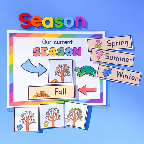 Morning calendar printables to put into a space saving binder. Your child will be able to put the day on the calendar, talk about what day it is, discuss the weather and discuss the season! 