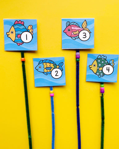 Preschool counting numbers 1-10 with bead threading. The perfect numbers activity that is also a fine motor activity. 