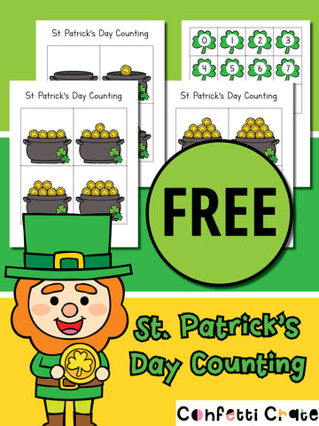 FREE printable counting activity for preschoolers. You can also turn it into a fine motor activity by having your preschooler use tweezers to place pom poms onto the pot of gold. 