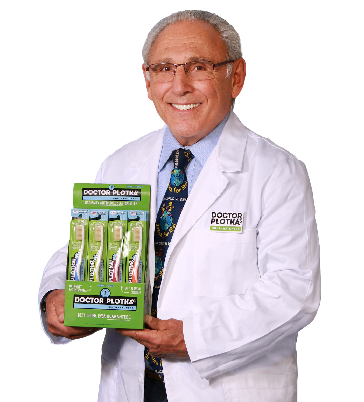 Doctor Plotka with toothbrushes