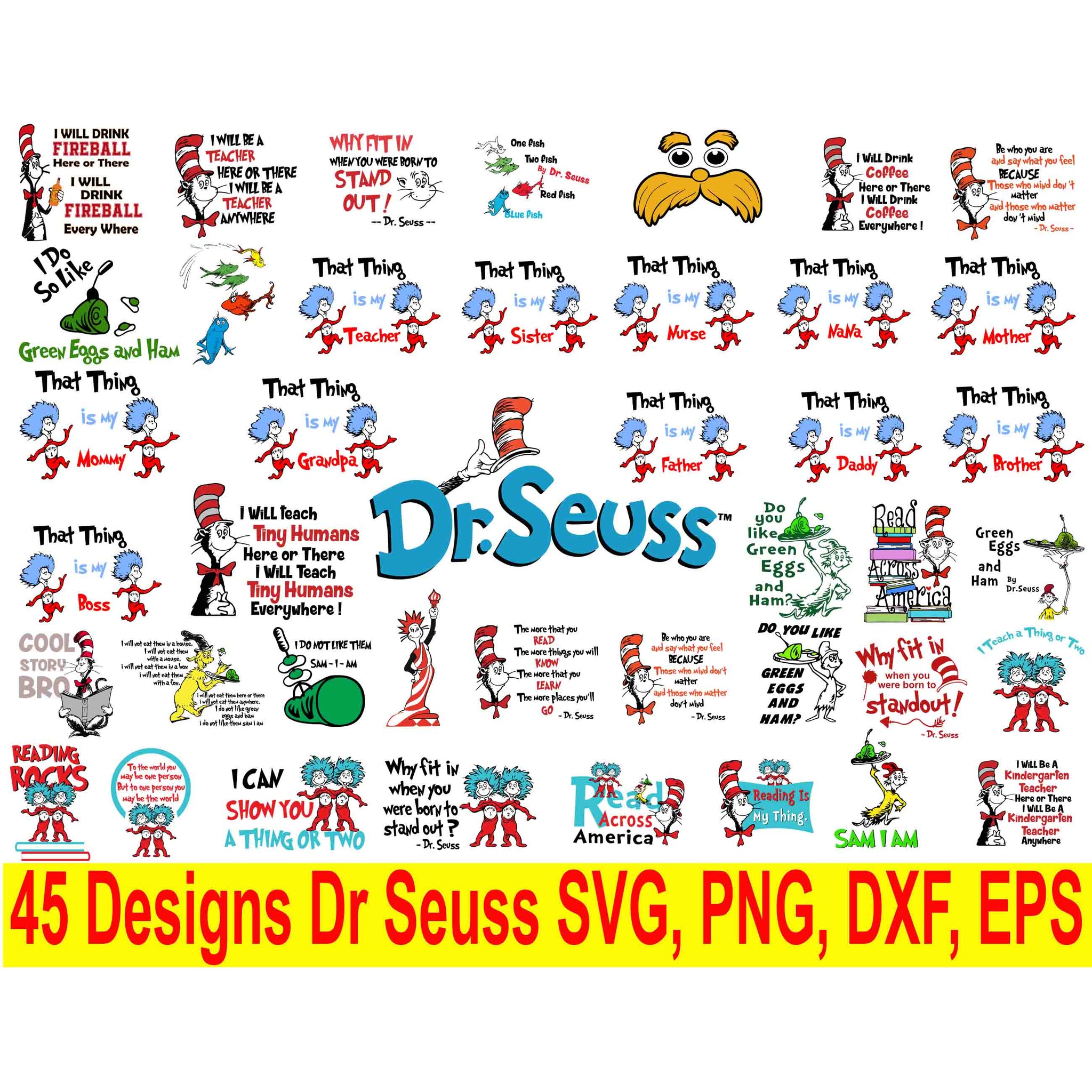 Download 45 Designs Dr Seuss Svg Bundle Cat In The Hat Png Dr Seuss Teacher Q Buydesigntshirt