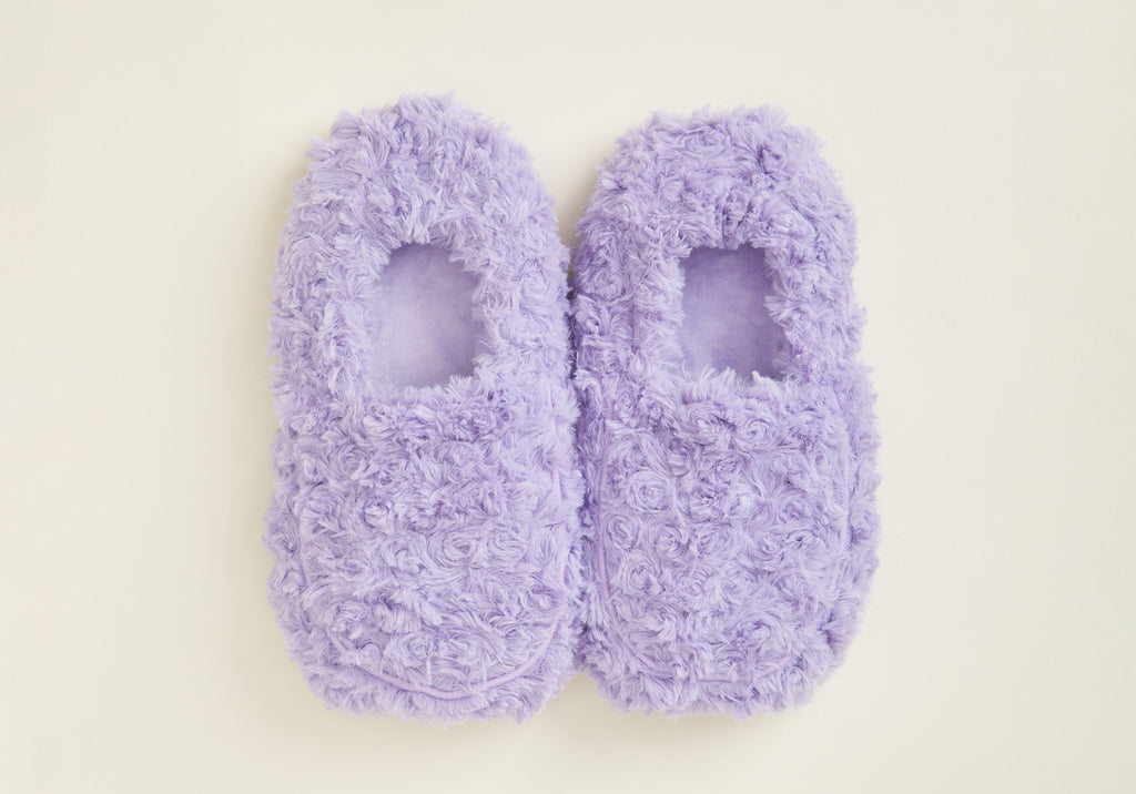 Plush microwavable slippers.