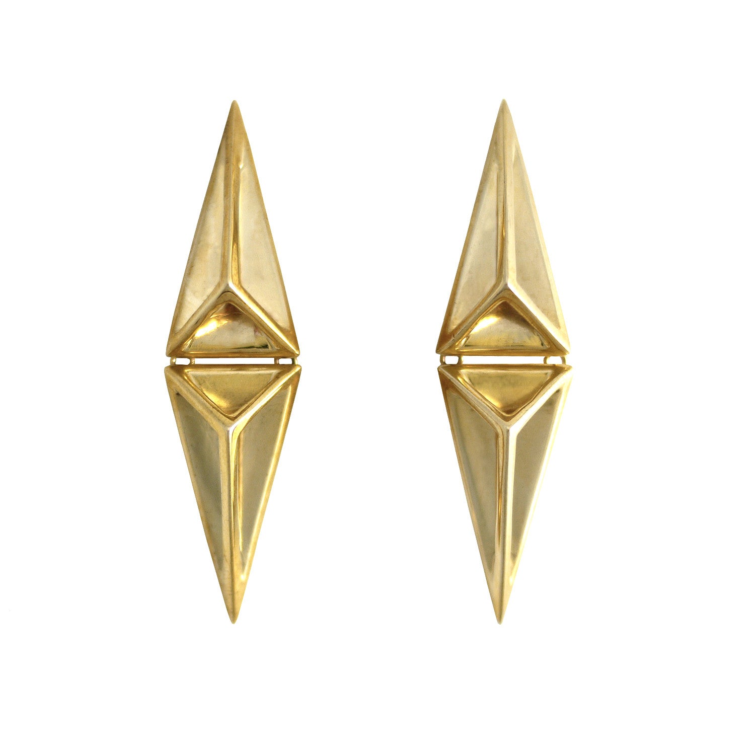 Double Cut Away Pyramid Earrings