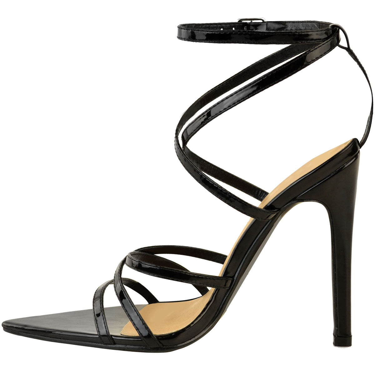 next black strappy heels