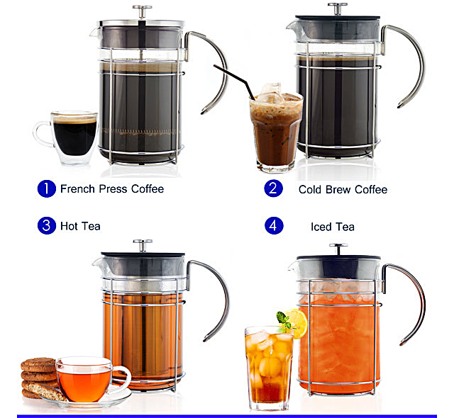 DOUBLE WALL, STAINLESS STEEL FRENCH PRESS - Polished Finish - 36