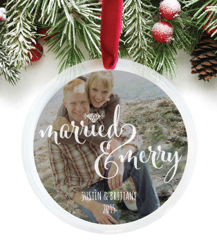 Newlywed Photo Ornament, Married and Merry | PaperRamma